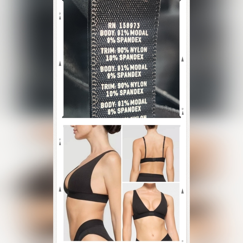 NWOT SKIMS Modal RIB PLUNGE BRALETTE SOOT S, 3XL